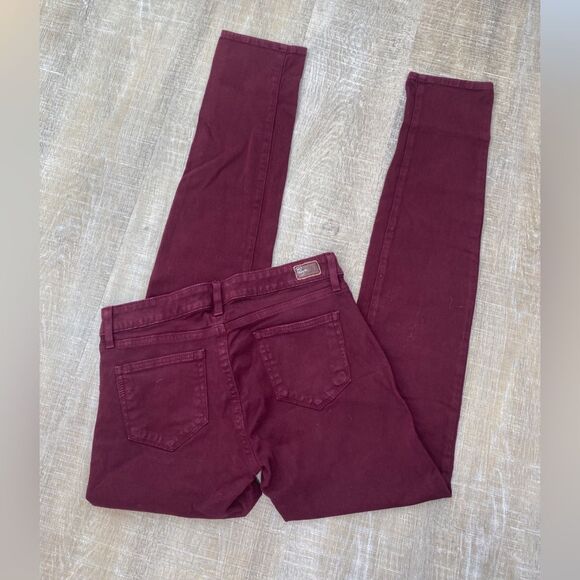Y2K Paige Peg Skinny Slim Jeans Women’s 28 Burgundy Maroon Swiftie Academia Vamp - Picture 11 of 14